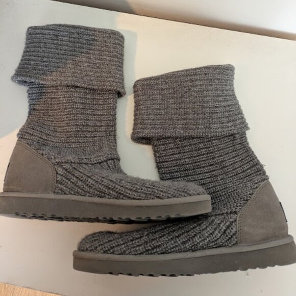 Ugg Tall Gray Sweater Boots with Buttons Size 11 - Picture 1 of 13